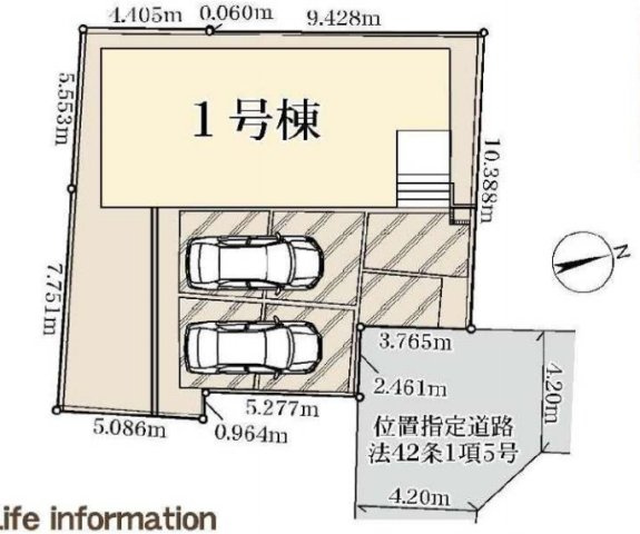 上尾瓦葺　第2　新築一戸建て　リーブルガーデン01の区画図|1号棟