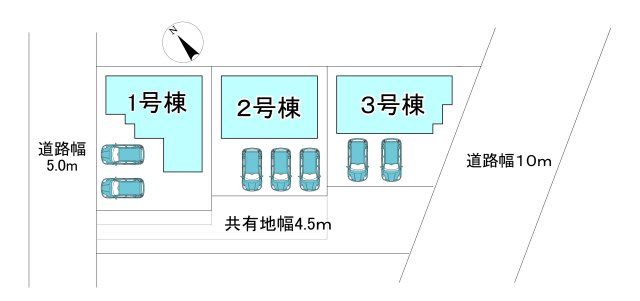 【同施工物件ご案内可能】東海市富木島町向イ　全3棟の区画図|全体区画数｜全３棟
◆駐車2～3台可能！(但し、車種による)
◎まずは、お気軽にお問い合わせください。現地を案内しながら周辺環境も見て頂けます。