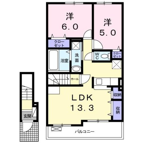 メイプレーヌ　Ｅの間取り