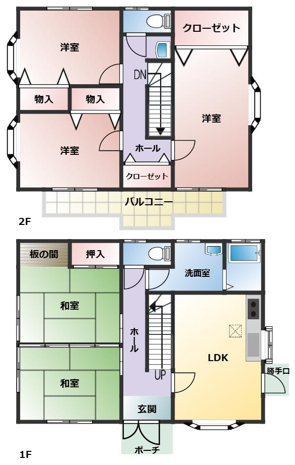 幸手市下川崎　中古一戸建の間取り|ご家族それぞれのプライベート空間も確保しやすい5LDK♪