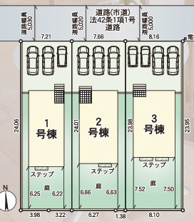 福岡市東区大岳第２２　2号棟の区画図