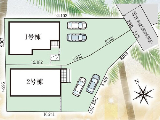 八重瀬町安里（全2棟）ラスト1号棟の区画図|1号棟