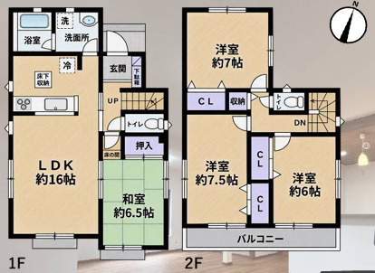 中郡大磯町国府本郷の中古一戸建の間取り
