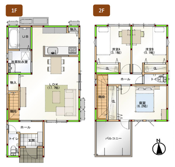 【間取り】 | 八尾市東町1丁目 | 2階建【3LDK＋駐車スペース】ZEH水準省エネ住宅☆オール電化☆IHコンロ・食洗機・浄水器・浴室乾燥機完備☆複層ガラス☆南向きワイドバルコニー☆※同仕様モデルハウスのご内覧可能です♪