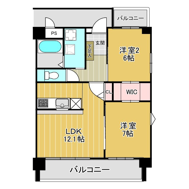 川崎市中原区木月住吉町の賃貸マンションの間取り