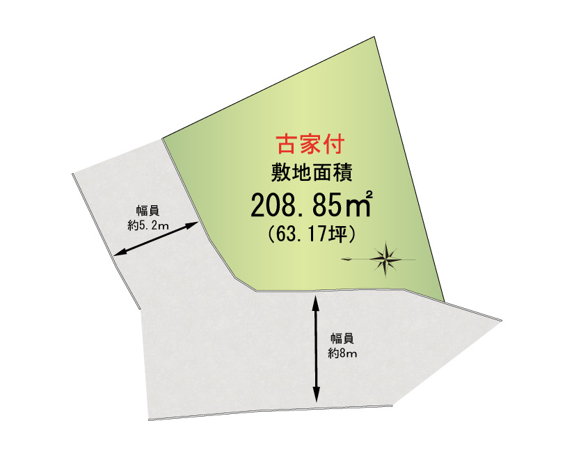 岸和田市上松町　古家付き土地の土地図