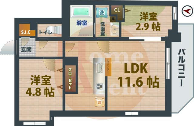 【間取り】 | プライムブリス中野富士見町Ⅱ | 2LDKのお部屋です。