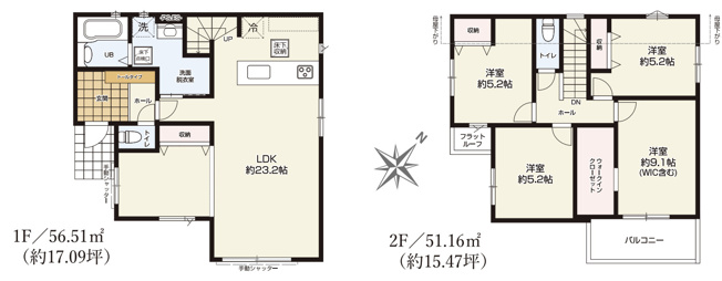 【間取り】 | KIS川越市かすみ野7期　GRACE　新築戸建　全2棟　2号棟