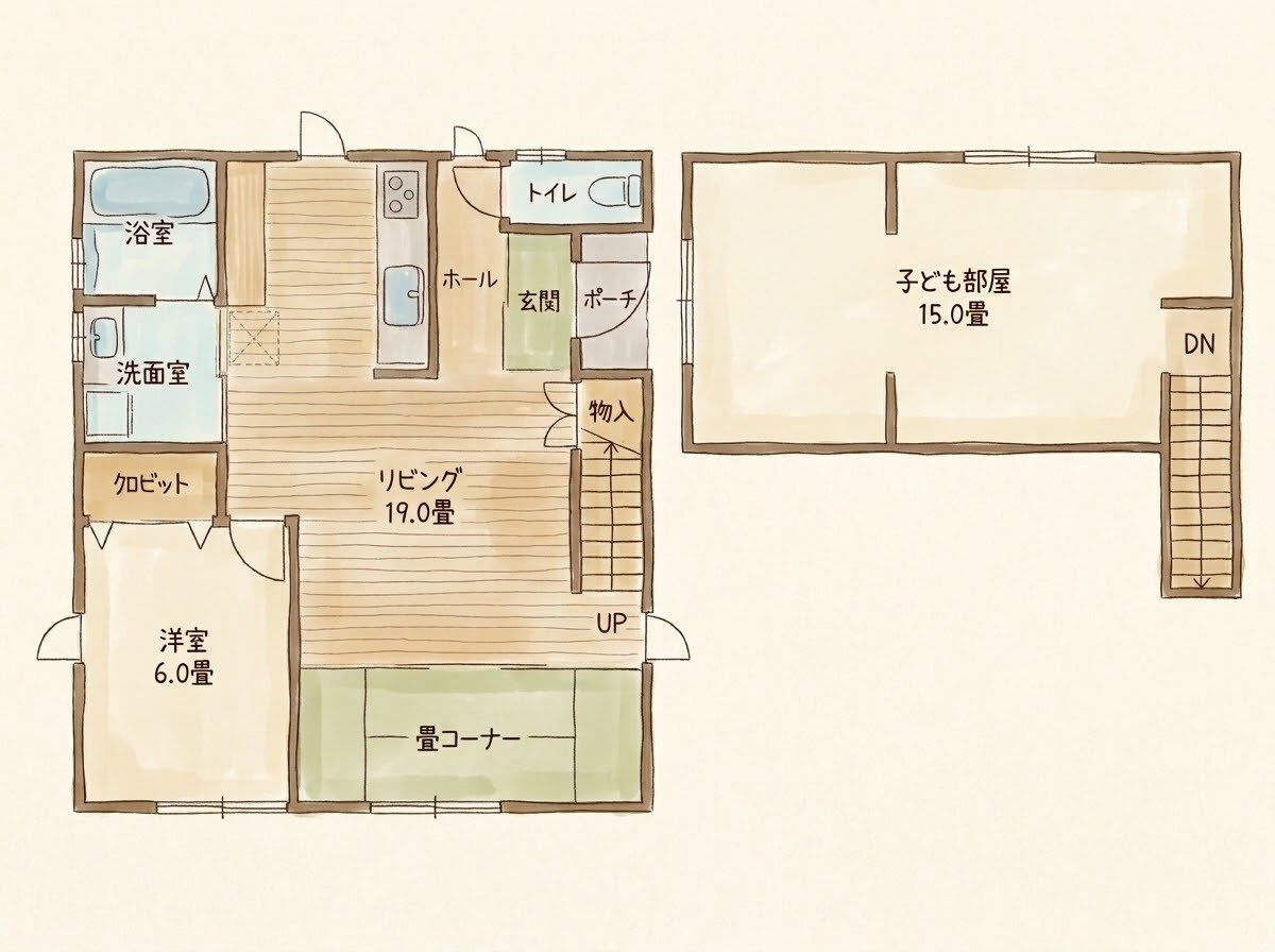 仲介手数料不要　新築 北区四方寄町 LDK19帖＋2階15帖 駐車4台以上 ZEH水準