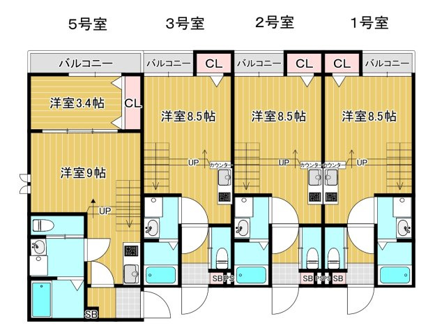 【間取り】 | Calm朝倉街道 | ２号室の間取りをご確認ください