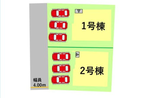 仲介手数料不要　新築 東区御領1丁目 1号棟 4LDK 託麻西小徒歩8分の区画図|区画図 北西側4m道路