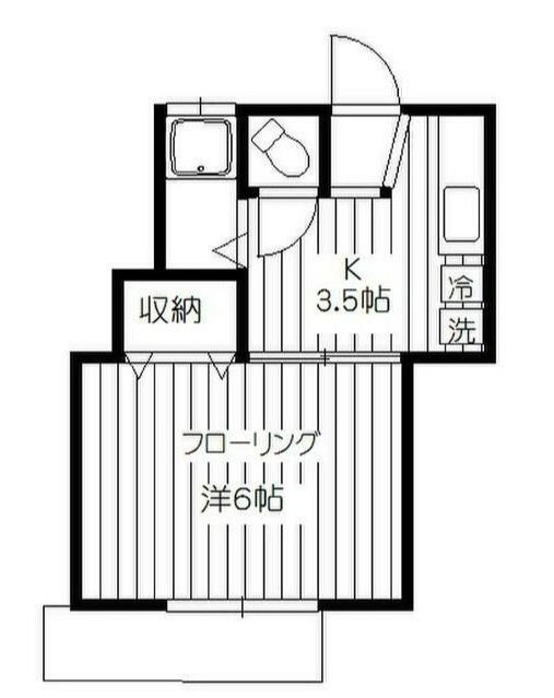 フレンドリー大森の間取り|間取り　1Kバストイレ別　