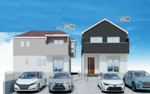 【仲介手数料０円】伊勢原市桜台7期　新築一戸建て　全2棟の外観パース|伊勢原市桜台7期　新築一戸建て　全2棟