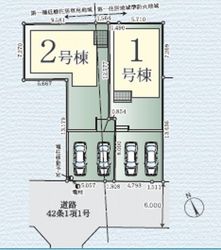【仲介手数料０円】伊勢原市桜台7期　新築一戸建て　全2棟の区画図|伊勢原市桜台7期　新築一戸建て　全2棟