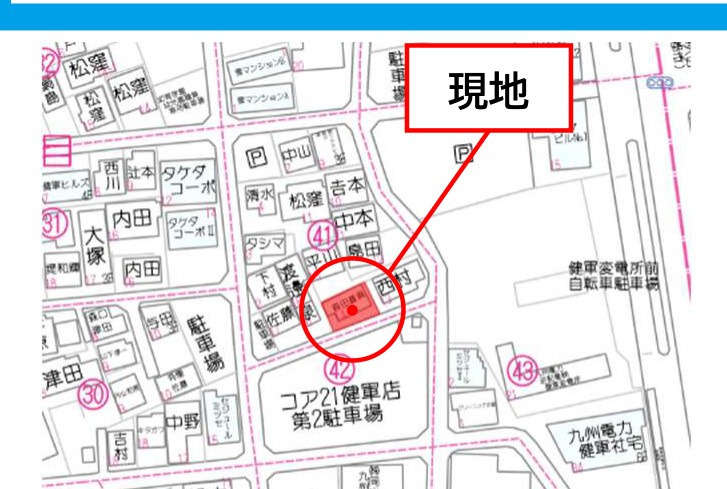 仲介手数料不要　売地 東区健軍3丁目 1号地 約45坪 建築条件なしの地図|案内図