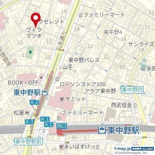 ソルナクレイシア東中野の地図