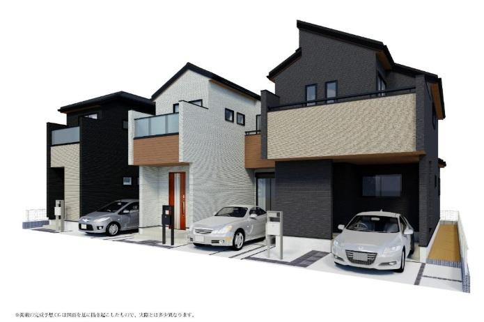 練馬区下石神井４丁目新築戸建　全３棟の外観パース