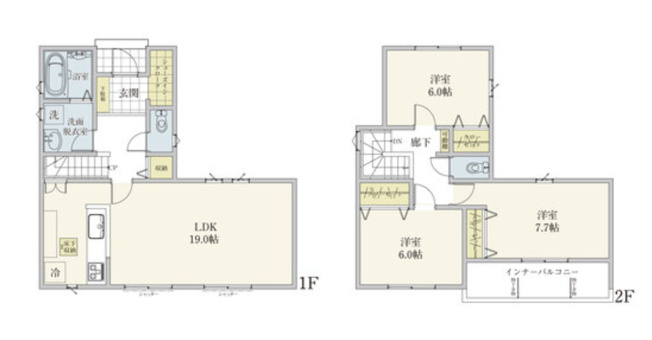 【間取り】 | 五霞町原宿台3丁目01期　新築戸建　全6棟　1号棟　 | 2号棟