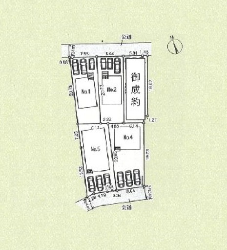 新築　大泉町寄木戸第18　1号棟　Cradle Gardenの区画図|全5区画の1号棟です。土地約48坪。