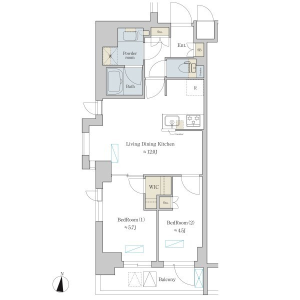 渋谷区本町４丁目の賃貸マンションの間取り
