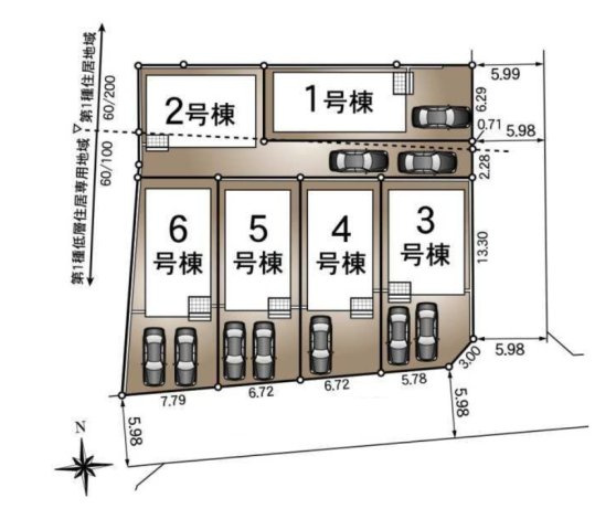 【区画図】 | 一宮市南印田１丁目2-11『仲介料無料』新築戸建て | 5号棟