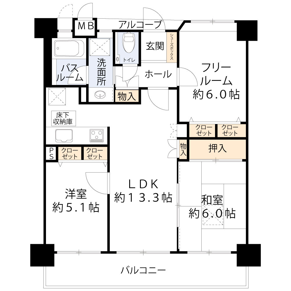 人気の人丸小学校　ワコーレ朝霧シーサイドヒルズIIIの間取り