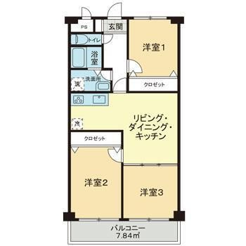 汐浜サンハイツの間取り|間取りです。
