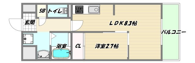 大阪市淀川区新北野１丁目の賃貸マンションの間取り