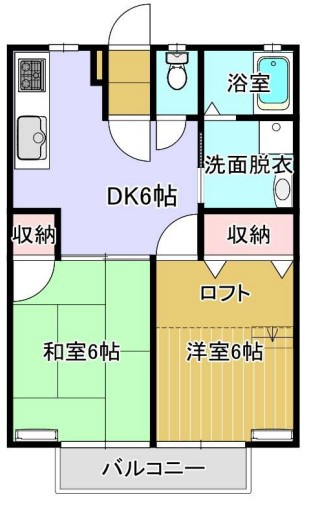 稲城市東長沼のアパートの間取り