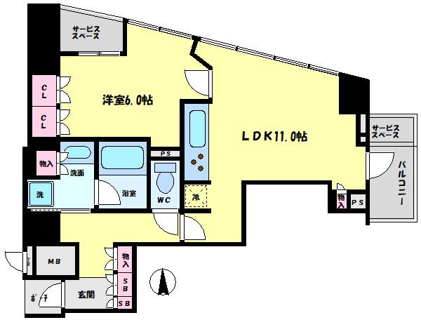 プラウドタワー北浜の間取り|プラウドタワー北浜　間取り