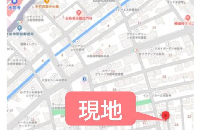 仲介手数料不要　新築 中央区水前寺2丁目 1号棟 4LDK+S 水前寺駅徒歩12分の地図|案内図