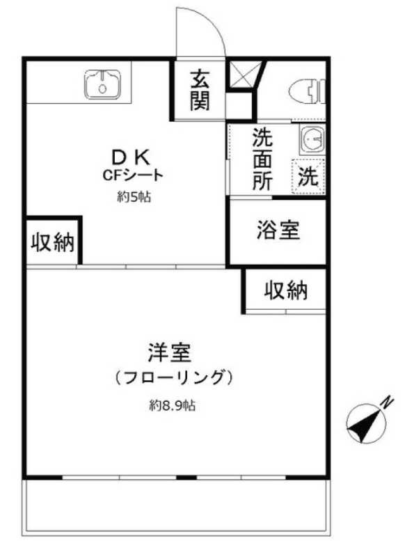 グランベル松陰　駅近　独立洗面台　TVドアホンの間取り