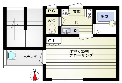 神戸市東灘区本庄町２丁目の賃貸マンションの間取り
