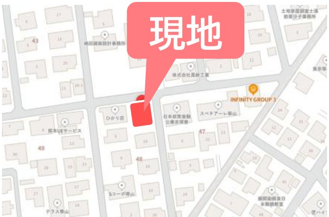 仲介手数料不要　売地 中央区帯山3丁目 1号地 約45坪 建築条件なしの地図|案内図