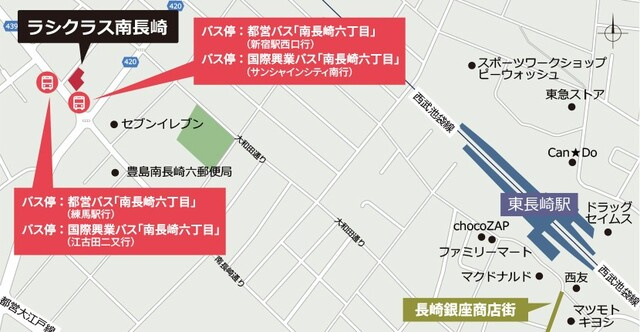 ラシクラス南長崎の地図