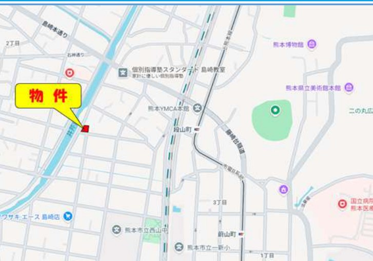 仲介手数料不要　新築 中央区島崎1丁目 2号棟 4LDK+S 段山町電停徒歩7分の地図|案内図