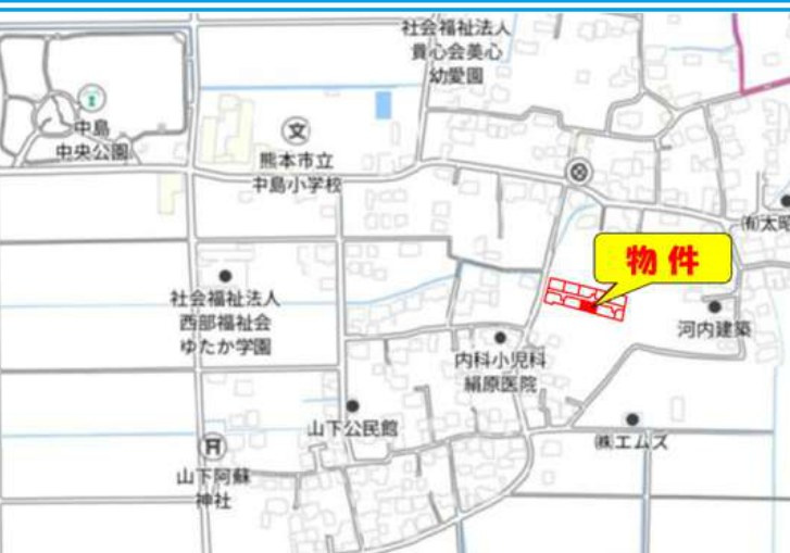 仲介手数料不要　新築 西区中島町 9号棟 4LDK+S 中島小徒歩4分の地図|案内図