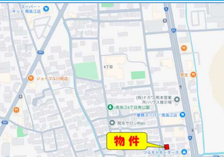 仲介手数料不要　新築 南区南高江6丁目 1号棟 4LDK 業務スーパー徒歩2分の地図|案内図