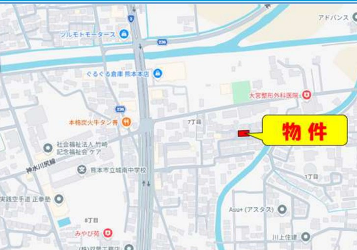 仲介手数料不要　新築 南区南高江7丁目 1号棟 4LDK+S 駐車並列4台の地図|案内図