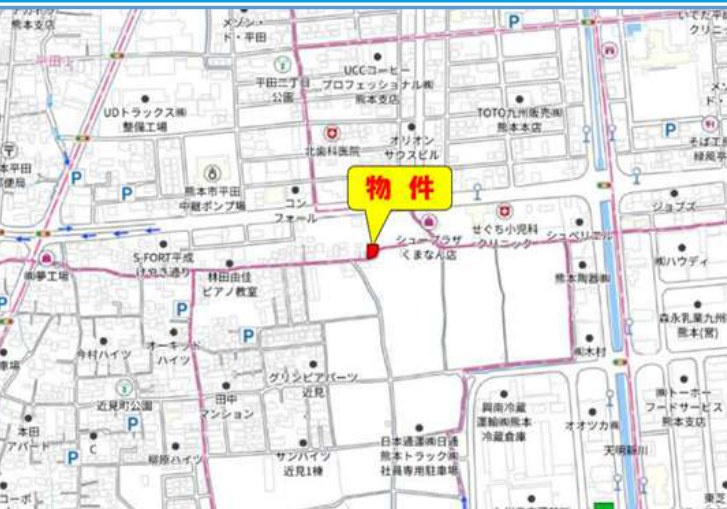 仲介手数料不要　新築 南区平田2丁目 1号棟 4LDK オール電化 角地の地図|案内図