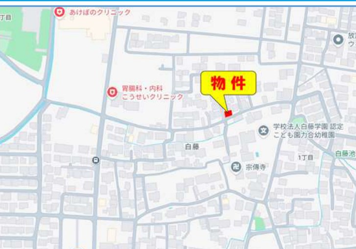 仲介手数料不要　新築 南区白藤1丁目 1号棟 4LDK 角地の地図|案内図