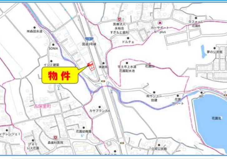 仲介手数料不要　新築 宇土市花園町 4号棟 4LDK 花園小徒歩7分の地図|案内図
