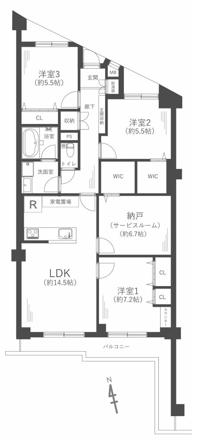プレジデント箕面B棟の間取り