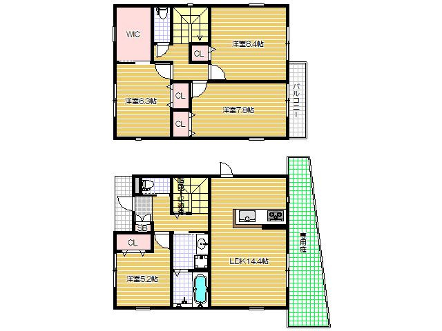 箕面タウンハウス　Ａの間取り|図面・画像と現況が相違する時は現況を優先させていただきます。