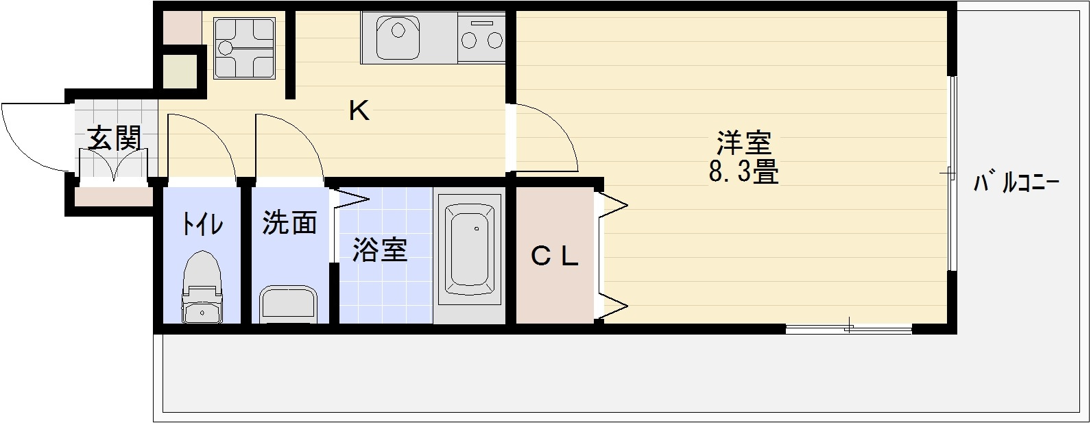 オレンジハウスエクセレント(ＥＸ)の間取り|オレンジハウスエクセレント（河内国分駅）　1K