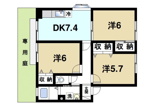 パセオブルージュの間取り|3DKのお部屋です