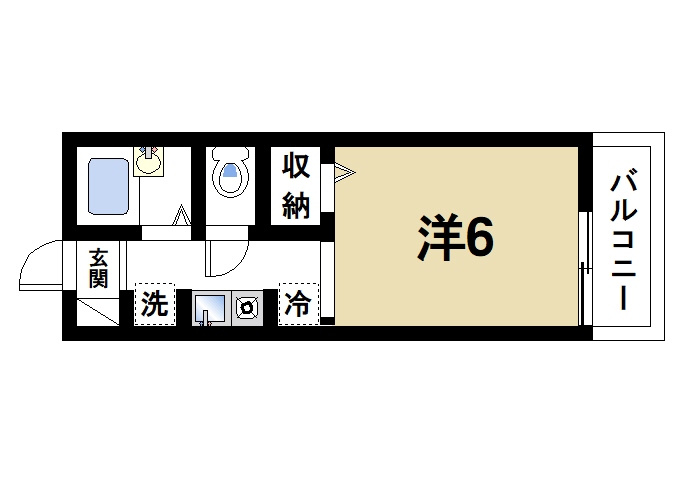 フルール22の間取り|お一人暮らしにピッタリの1Rのお部屋です。