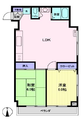【間取り】 | ハイツ参宮橋 | 理想の間取りです！完全振り分けタイプの2LDK(*^▽^*)