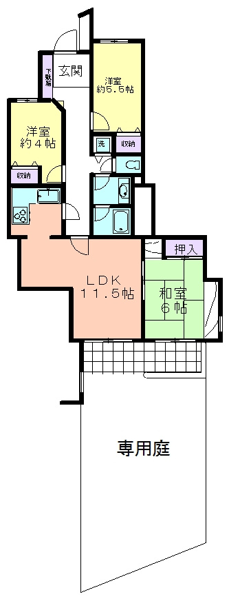 ライオンズマンション萩山の間取り|広～い専用庭付きの振分け３ＬＤＫ☆