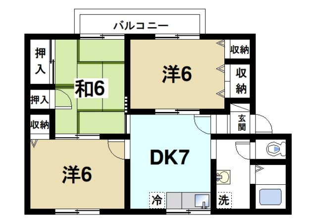 ガイアーヒルズⅠの間取り|3DKの間取りになっております。